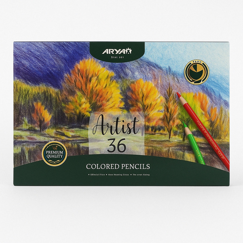 مداد رنگی 36 رنگ آرتیست مدل جعبه فلزی کد 036