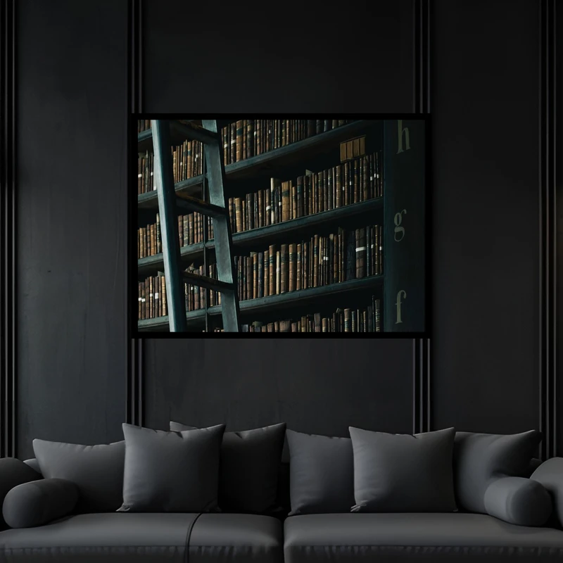 تابلو بکلیت طرح کلاسیک نوستالژی کتابخانه  مدل B-bu6550 فریم مشکی