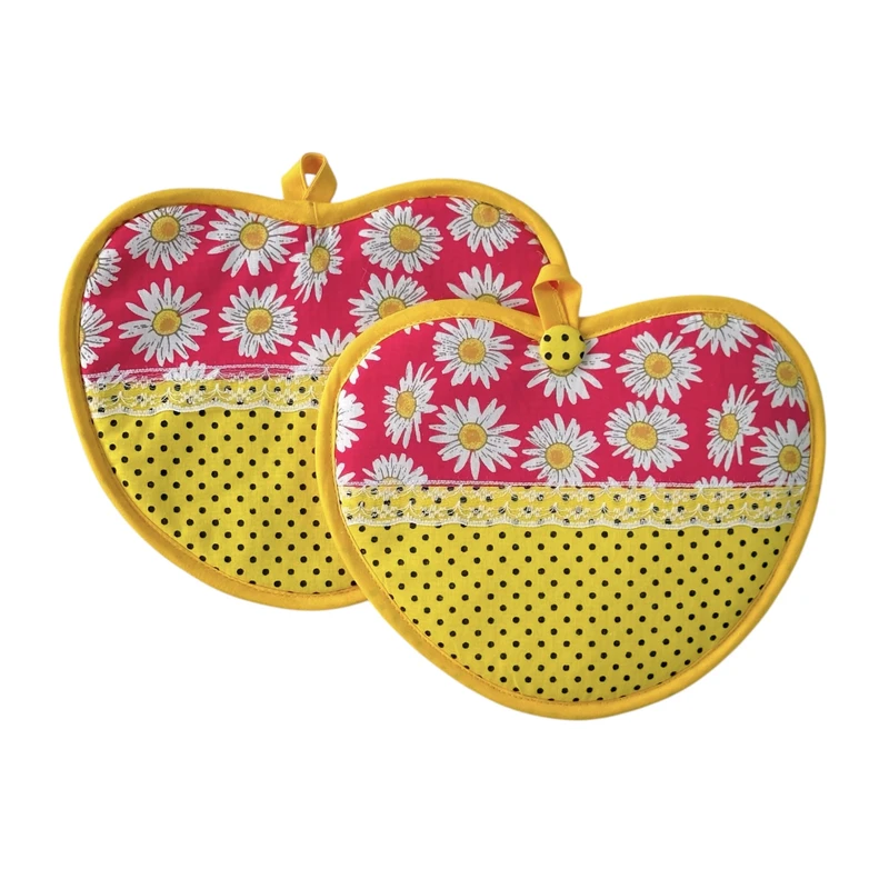 دستگیره آشپزخانه مدل قلبی طرح بابونه کد 09 مجموعه دو عددی 