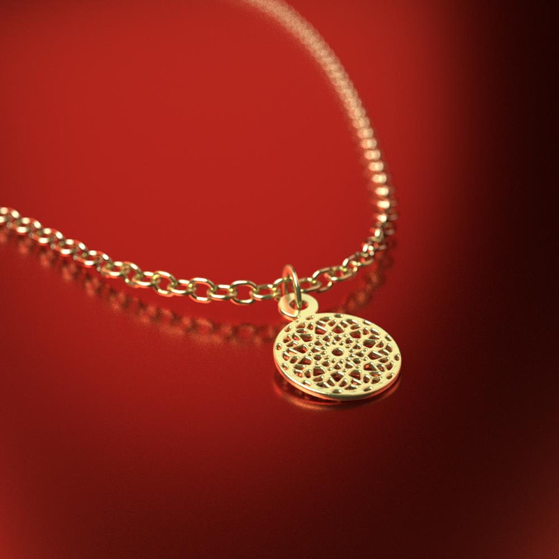 آویز ساعت طلا 18 عیار زنانه مدوپد مدل دایره اسلیمی کد CA10719