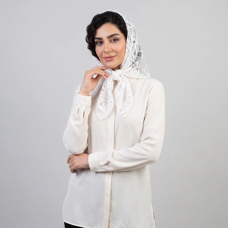 مینی اسکارف زنانه طرح راه‌راه توری براق مدل 12