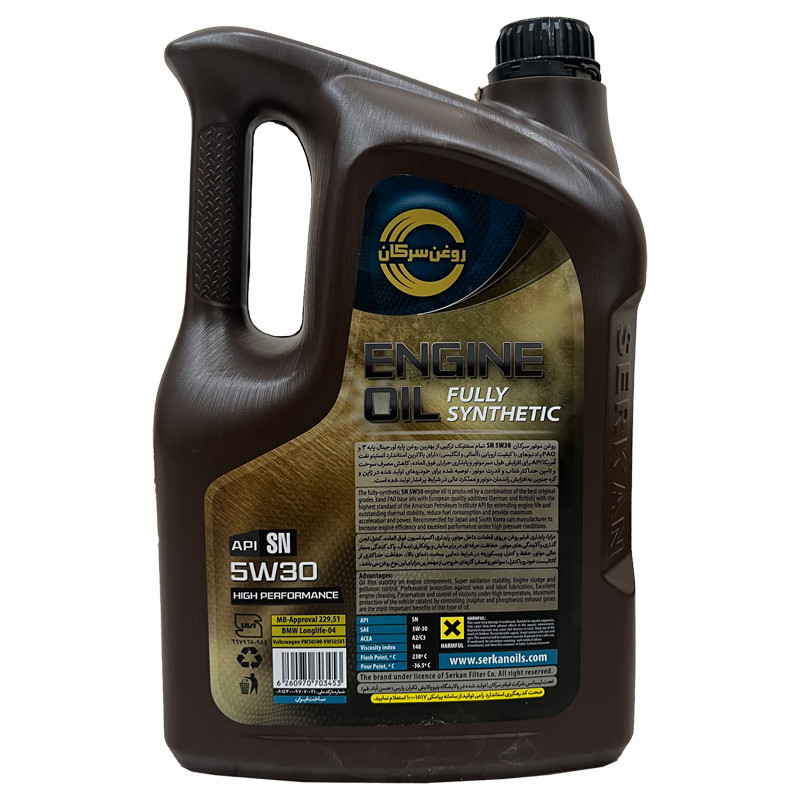 روغن موتور خودرو سرکان مدل SN-5W30 حجم 5 لیتر