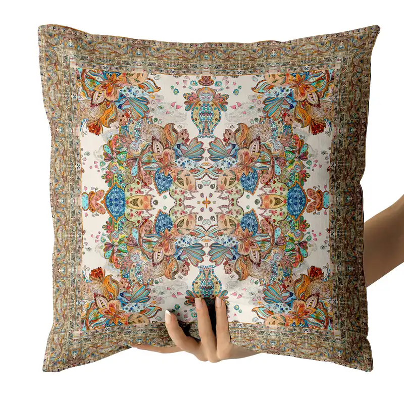 کاور کوسن مدل آبرنگی دورو طرح دار کد 9946