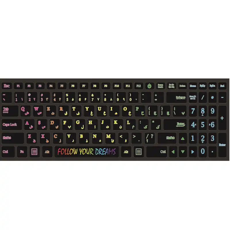 برچسب کیبورد طرح colorfull با حروف فارسی