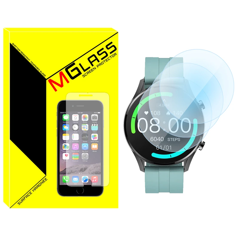 محافظ صفحه نمایش شیشه‌ای ام‌گلس مدل Glass-MG مناسب برای ساعت هوشمند ایمیلب W12 بسته سه عددی