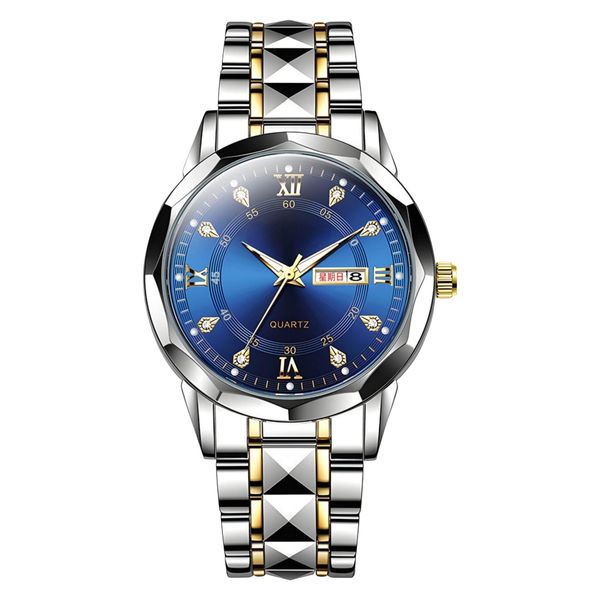 ساعت مچی عقربه‌ای کوارتز مردانه مدل کلاسیک دی دیت بند استیل طرح تراش الماسی کد c1.6