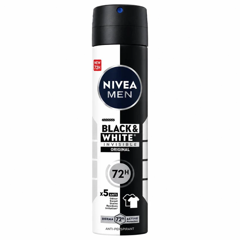 اسپری ضدتعریق مردانه نیوآ مدل 48H Black White Invisible Original حجم 200 میلی‌لیتر
