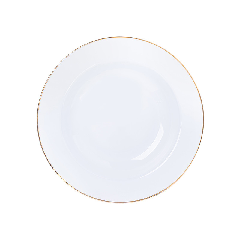 بشقاب غذاخوری شرکت صنایع چینی تقدیس مدل تخت 26 گرد خط طلا بسته 3 عددی