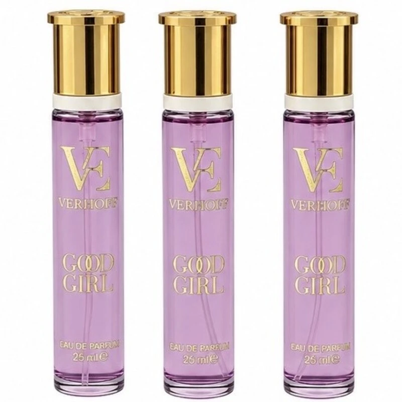 عطر جیبی زنانه ورهف مدل گودگرل با رایحه شیرین حجم 25 میلی لیتر بسته 3 عددی