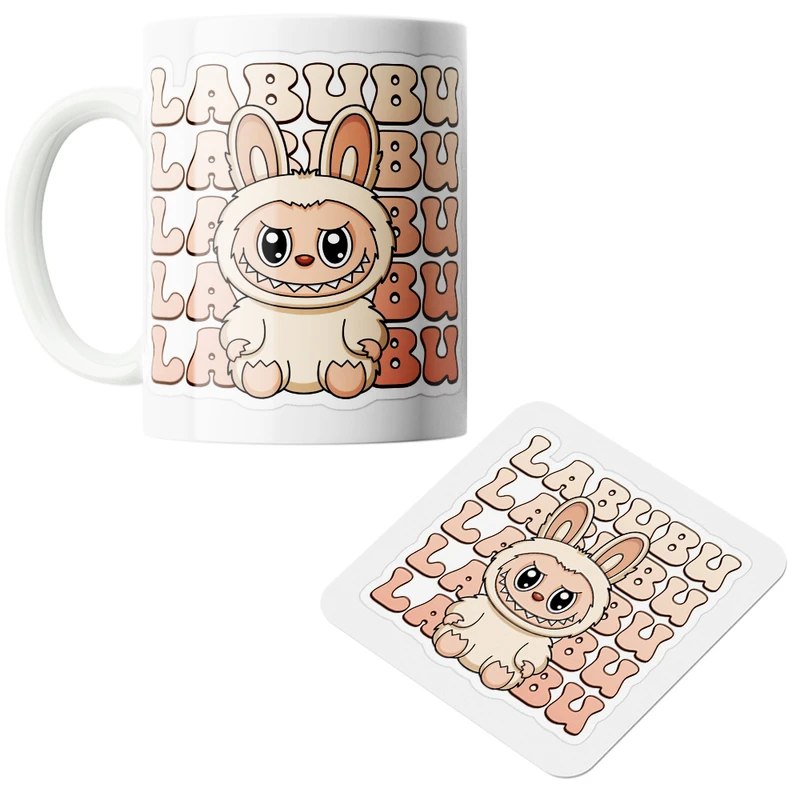 ماگ پاد آفرین مدل لبوبو کد z132 به همراه زیر لیوانی