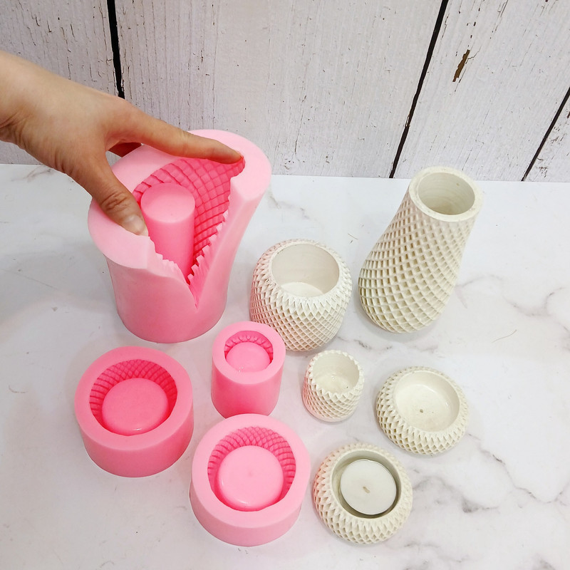 قالب شمع مدل ست دکوری طرح مشبک مجموعه 5 عددی