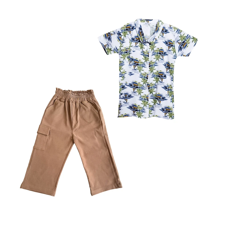 ست پیراهن و شلوارک پسرانه مدل هاوایی کد 01 