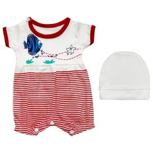 ست سرهمی و کلاه نوزادی دخترانه طرح ماهی کد FF-067