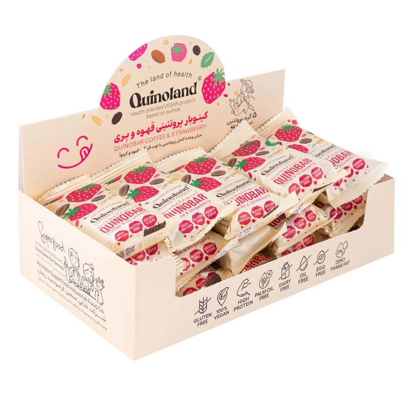 کینوبار پروتئینی قهوه بری کینولند  بسته 15 عددی