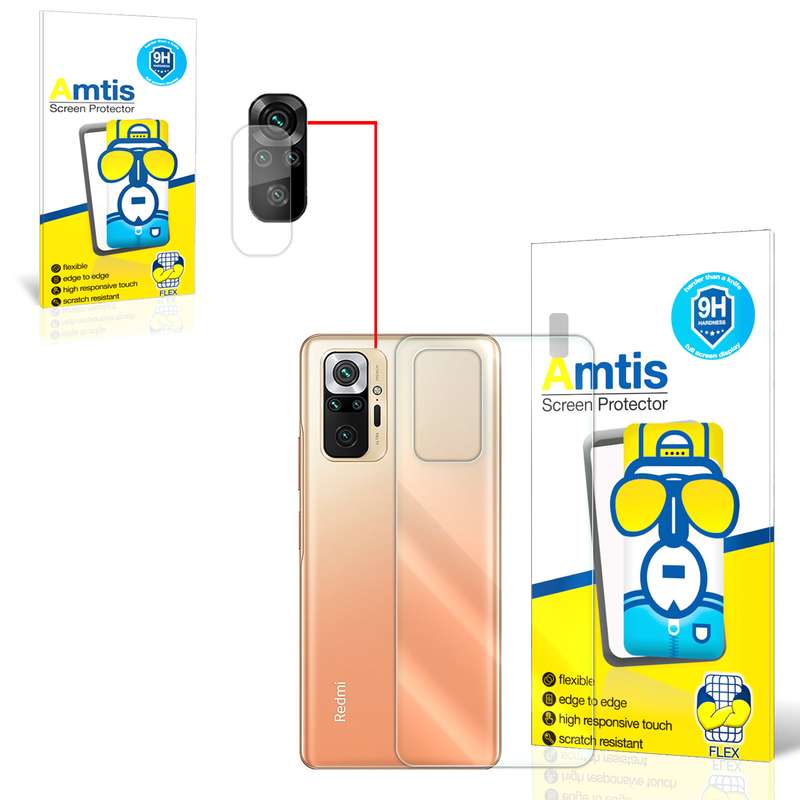 محافظ لنز دوربین امتیس مدل 10 pr مناسب برای گوشی موبایل شیائومی REDMI NOTE 10 PRO به همراه محافظ پشت گوشی