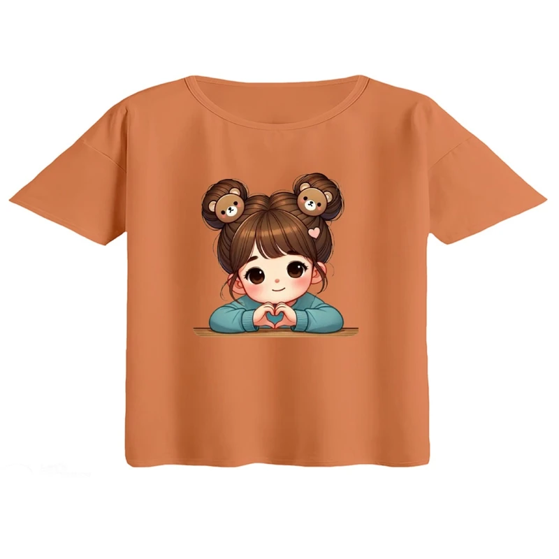 کراپ تی‌شرت آستین کوتاه زنانه مدل دخترک کد2