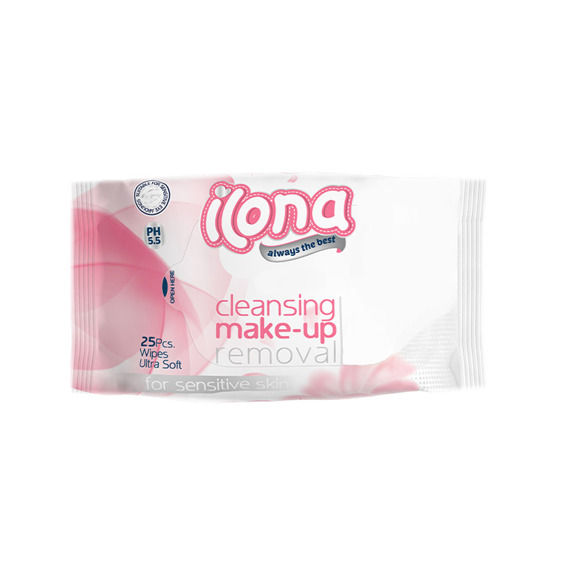 دستمال مرطوب پاک کننده آرایش ایلونا مدل Sensitive بسته 25 عددی 