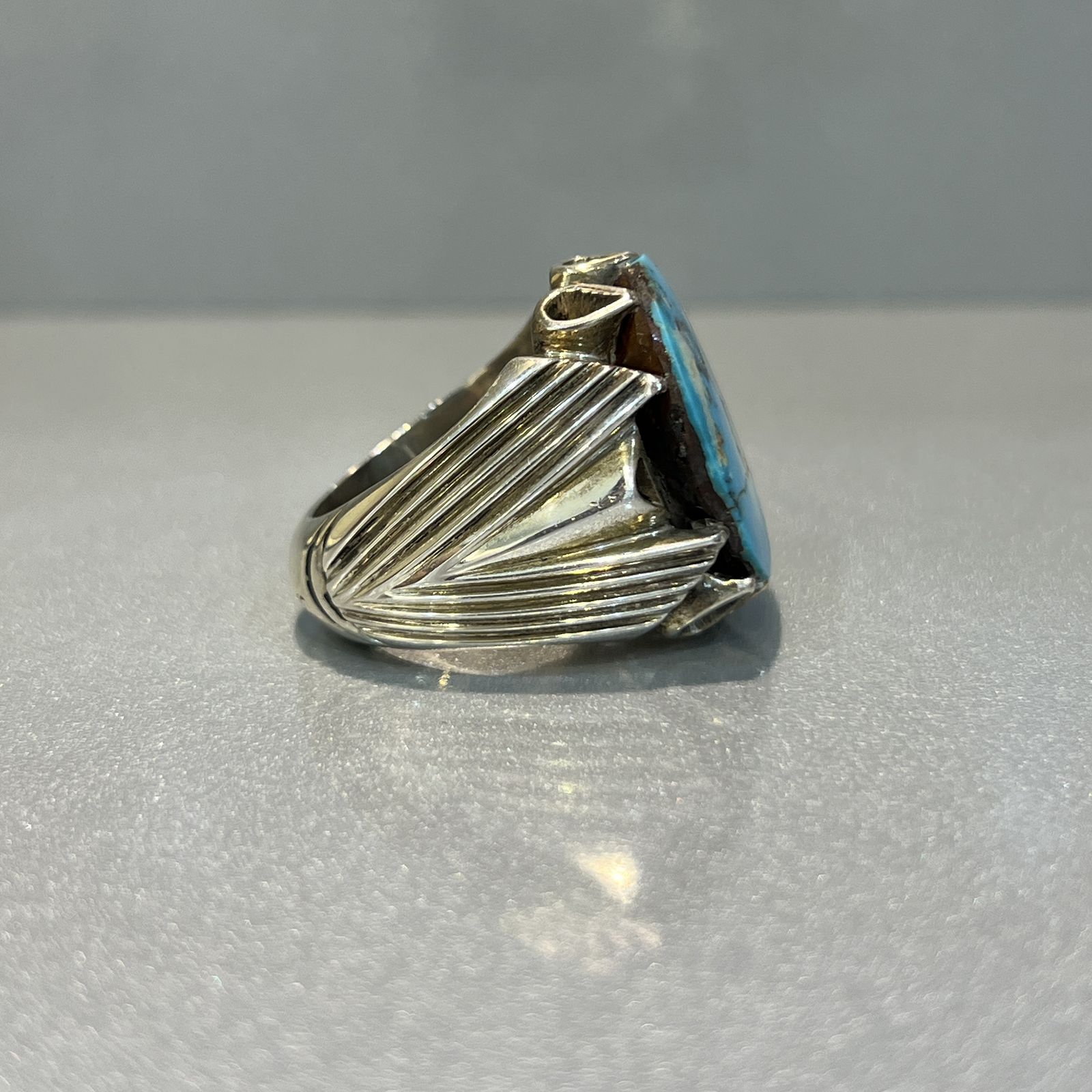 انگشتر نقره مردانه مدل اسپرت نگین فیروزه نیشابوری - - 5