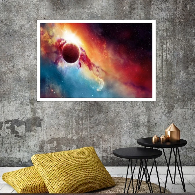 تابلو بکلیت طرح کهکشان و سیاره Nebula  مدل قاب شاسی W-s8197
