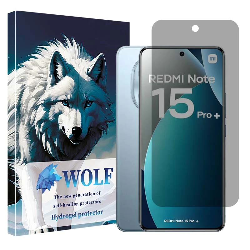 محافظ صفحه نمایش حریم شخصی ولف مدل هیدروژلی مناسب برای گوشی موبایل شیائومی Redmi Note 15 Pro Plus