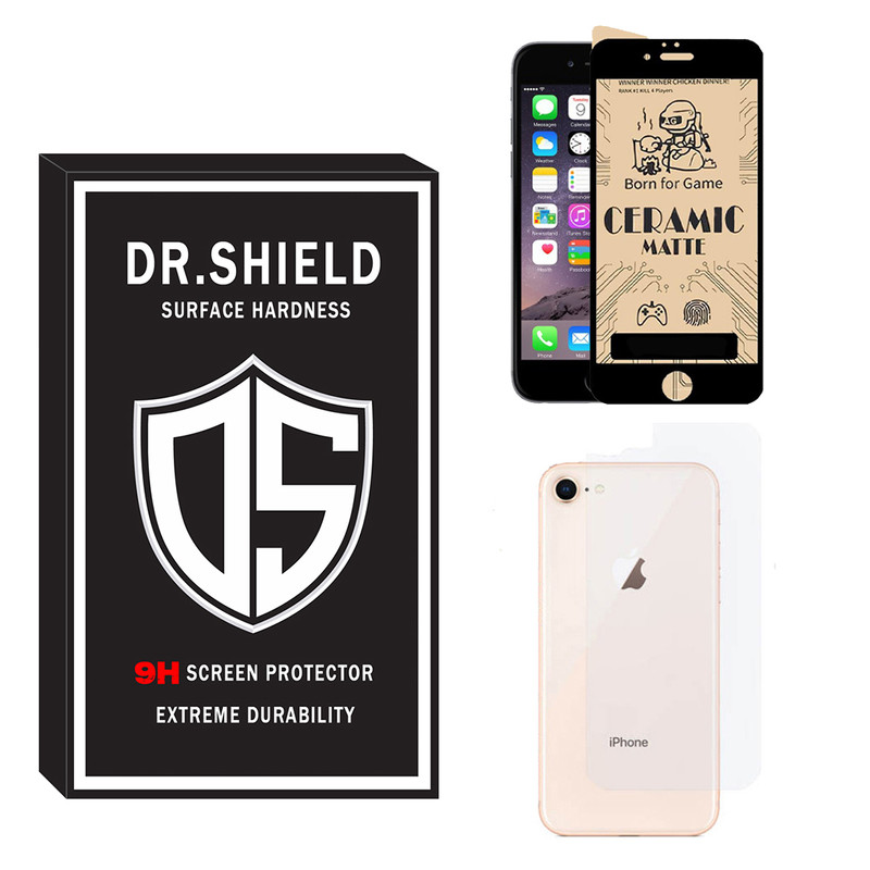 محافظ صفحه نمایش سرامیکی مات دکتر شیلد مدل TCMPDR-06 مناسب برای گوشی موبایل اپل Iphone 8 به همراه محافظ پشت گوشی
