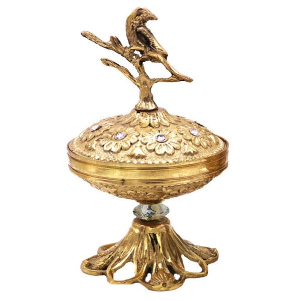 قندان برنزی مدل نگین دار