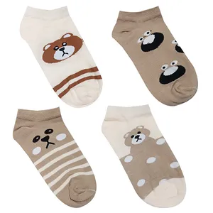 جوراب ساق کوتاه دخترانه تن پوش هنگامه مدل خرسی کد KH2 بسته 4 عددی