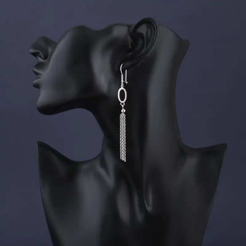 گوشواره نقره زنانه بازرگانی میلادی مدل آویزی مینیمال آبکاری رادیوم کد GZN_385