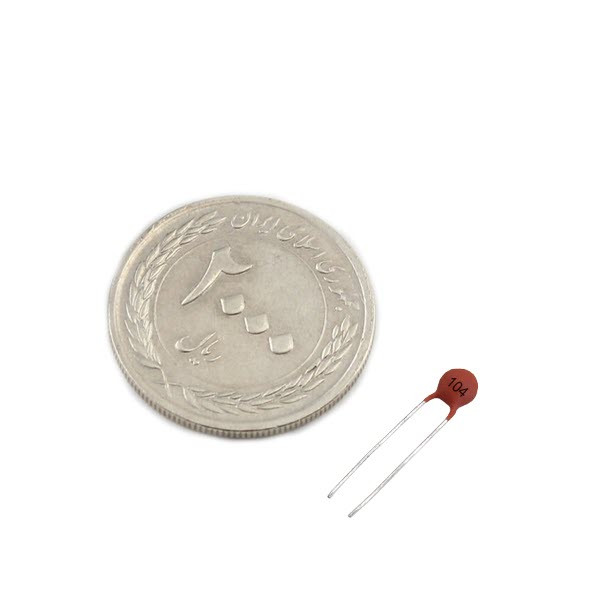 خازن عدسی 100 نانو فاراد کد 104 بسته 15 عددی