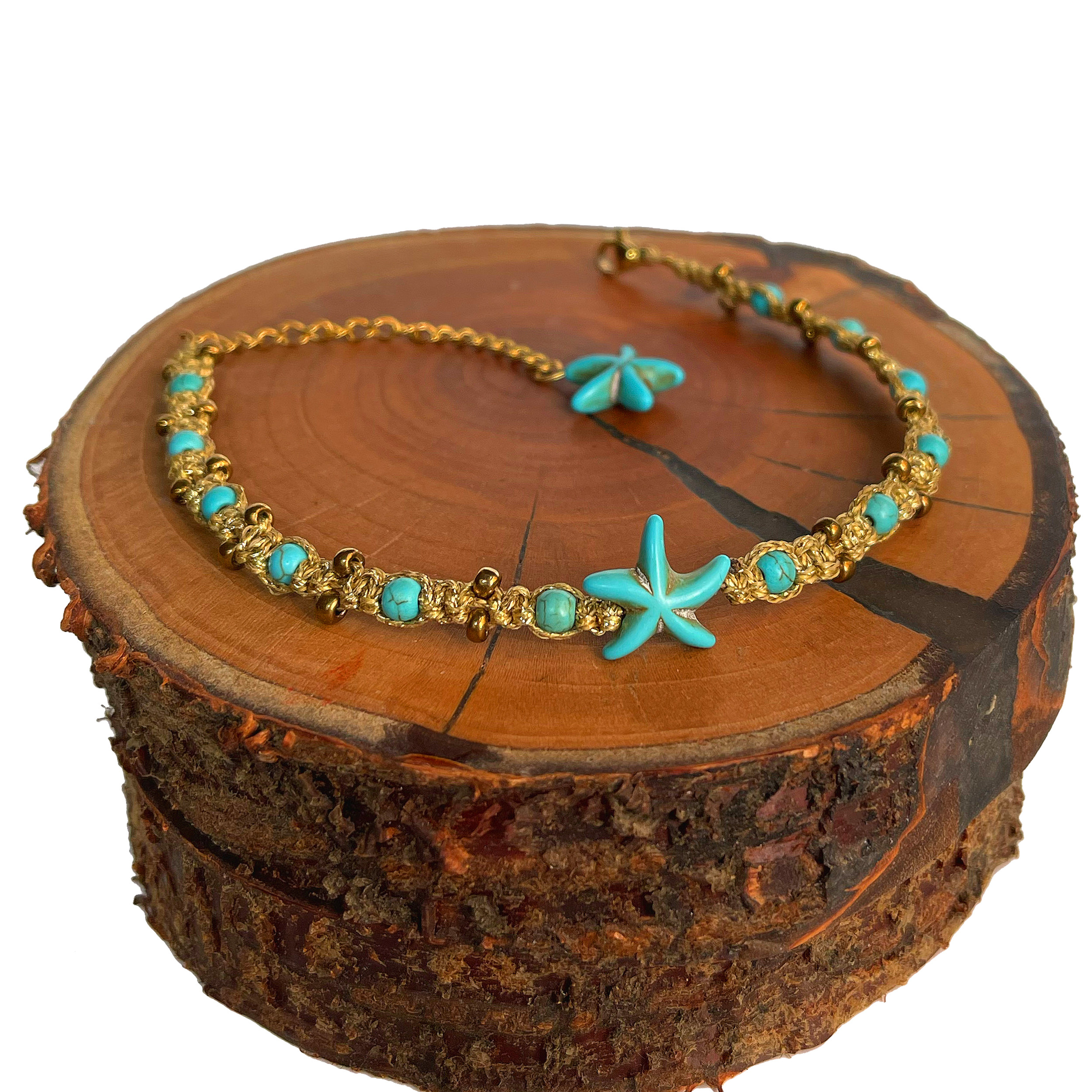 پابند زنانه دل تافته مدل ستاره دریایی فیروزه ایی کد Del_A33 پابند زنانه دل تافته مدل ستاره دریایی فیروزه ایی کد Del_A33