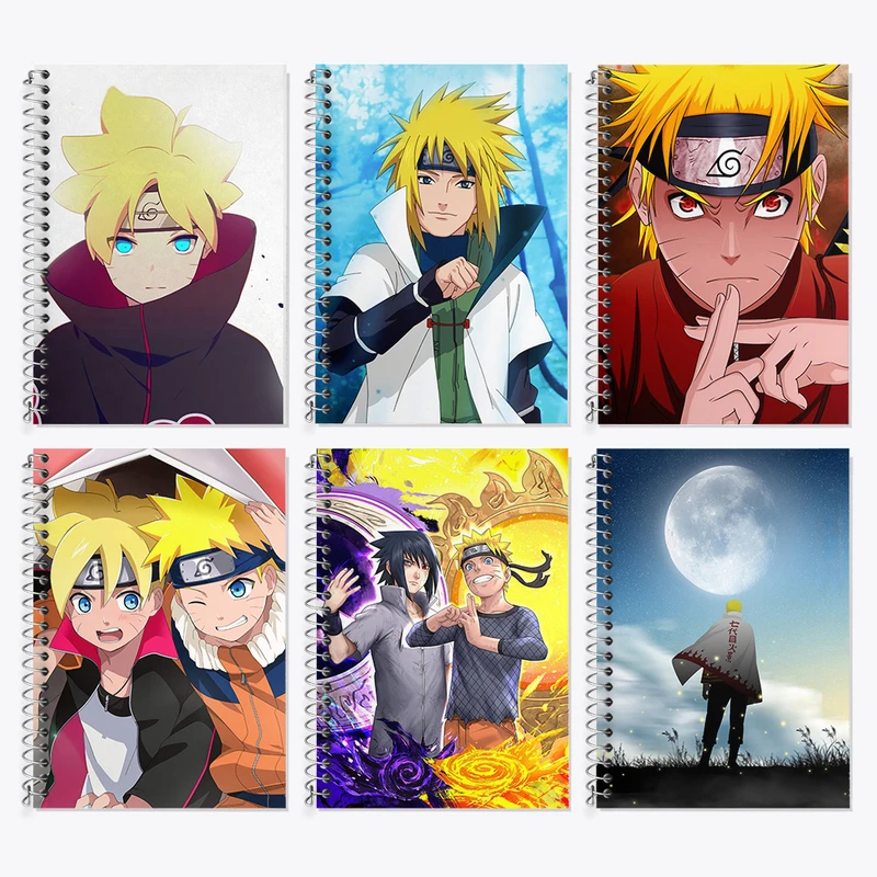 دفتر زبان 50 برگ خندالو مدل دو خط طرح انیمه ناروتو کد 662 مجموعه 6 عددی
