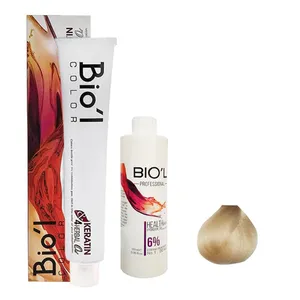 کیت رنگ مو بیول مدل HERBAL شماره 0082 حجم 100 میلی لیتر رنگ بلوند صدفی ویژه روشن  