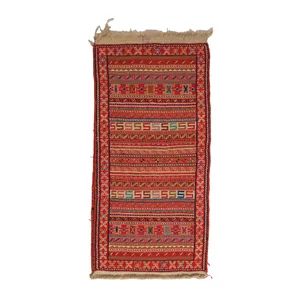 گلیم دستبافت نیم متری مدل ورنی زمینه قرمز کد 40404104