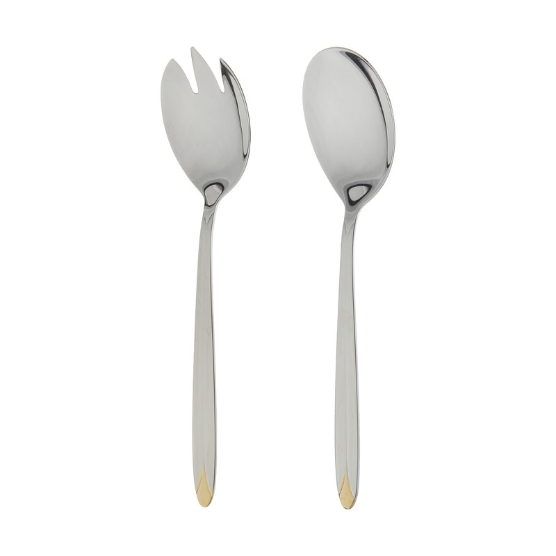 قاشق و چنگال سرو سالاد ناب استیل مدل پالرمو کد SZ-300-01