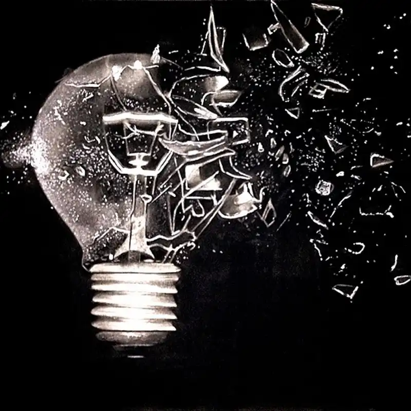 نقاشی سیاه قلم مدل لامپ شکسته کد 004