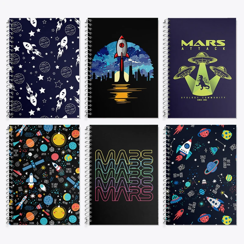 دفتر زبان 50 برگ خندالو مدل دو خط طرح فضایی کد 149 مجموعه 6 عددی