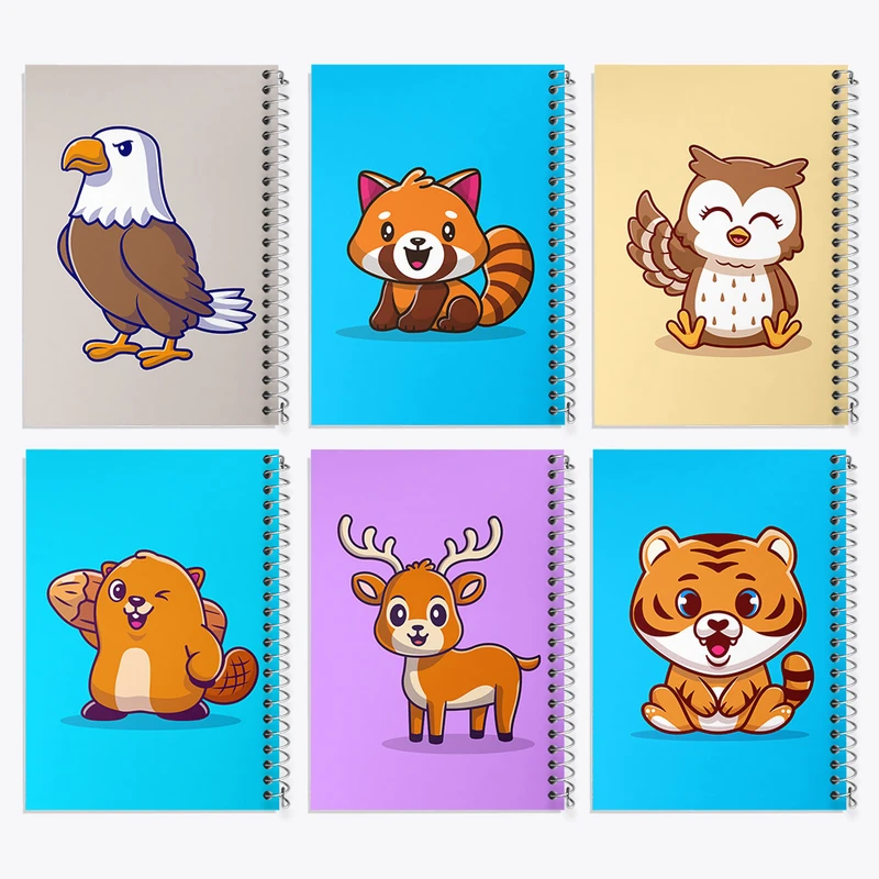 دفتر نقاشی 50 برگ خندالو طرح حیوانات بامزه کد 433 مجموعه 6 عددی