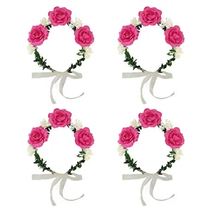 تاج مو دخترانه مدل رز کد H بسته 4 عددی