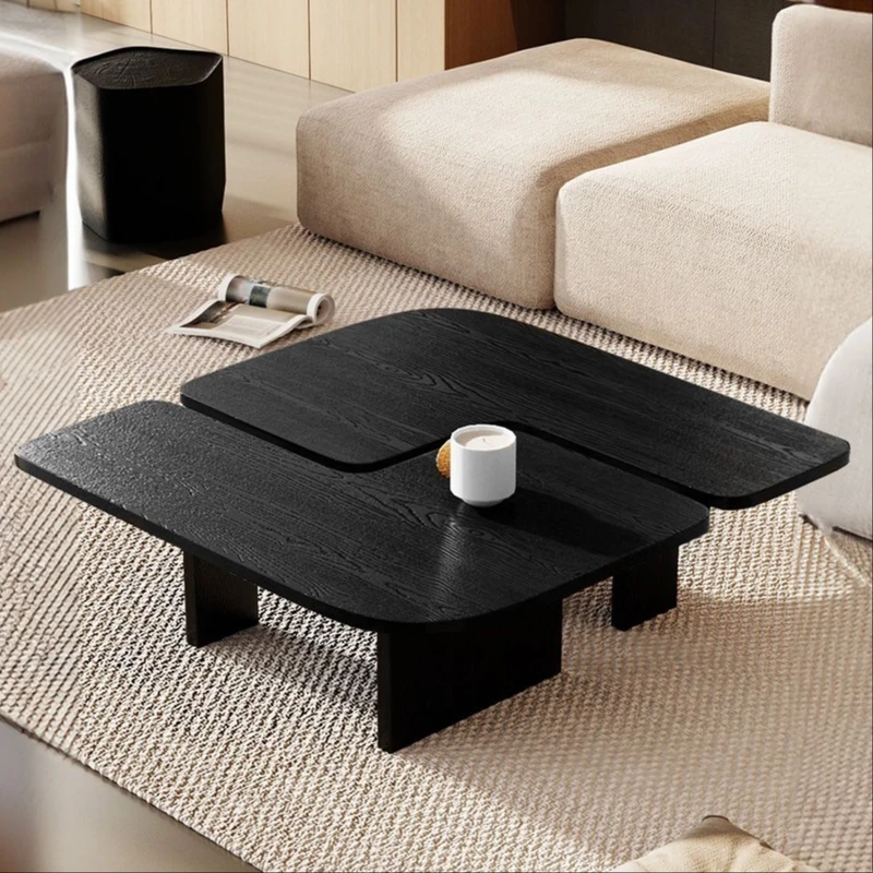 میز پذیرایی مستطیل با پایه چوب نراد روسی و صفحه چوب روس مدل هارمن‌روس مجموعه دو عددی