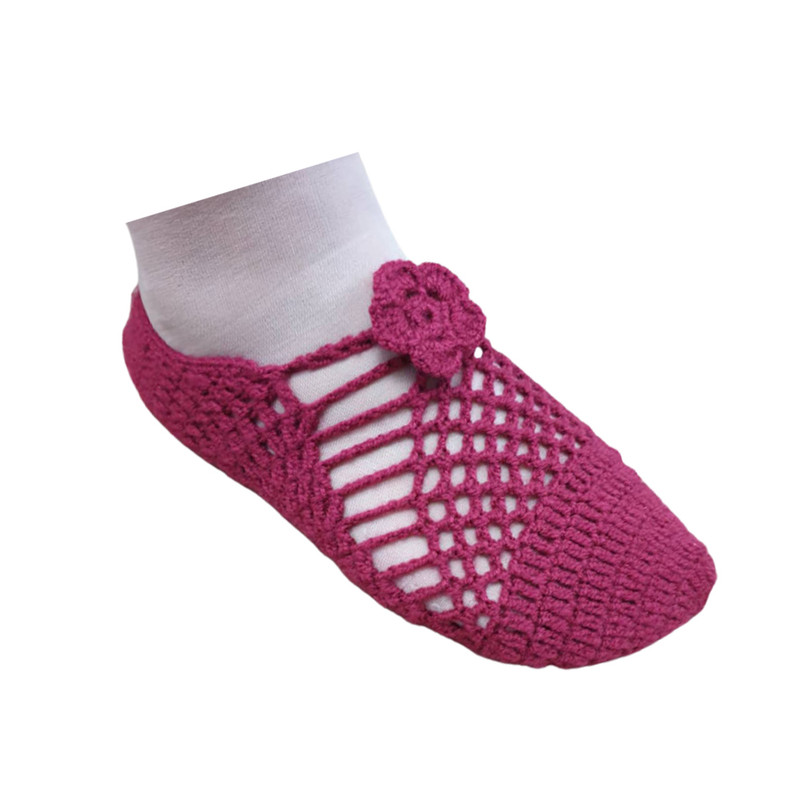 پاپوش بافتنی زنانه طرح گل مدل PA08