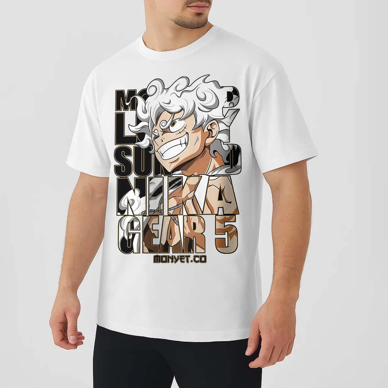 تی شرت آستین کوتاه مردانه مدل انیمه ای وان پیس شخصیت لوفی anm404