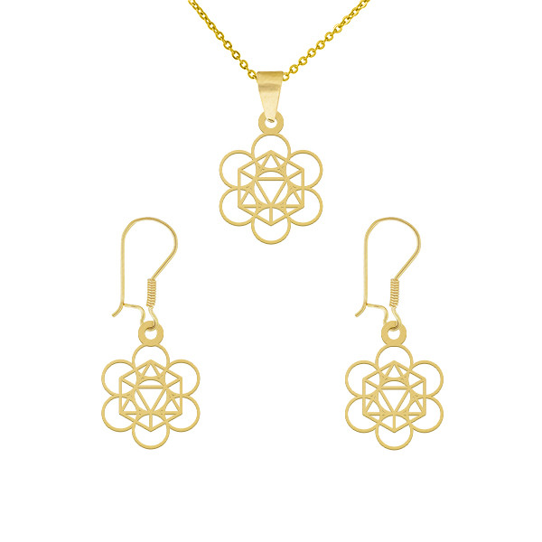 ست طلا 18 عیار زنانه طلای کامک طرح گل کد 84