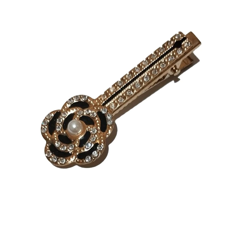 گیره مو زنانه مدل انبری گل رز تمام نگین کد np285 