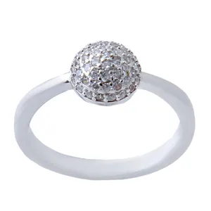 انگشتر نقره زنانه بازرگانی میلادی مدل گوی فول نگین آبکای رادیوم کد AWR_648