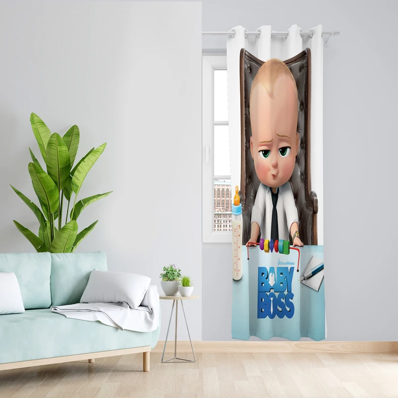 پرده طرح بچه رئیس مدل مخمل پانچی کد L 918 Z سایز 140x200 سانتی متر