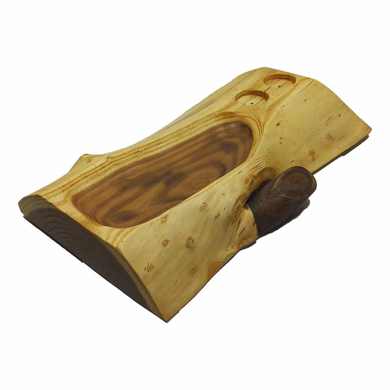 ظرف سرو گوراب چوب مدل دفرمه طرح روستیک کد 1044