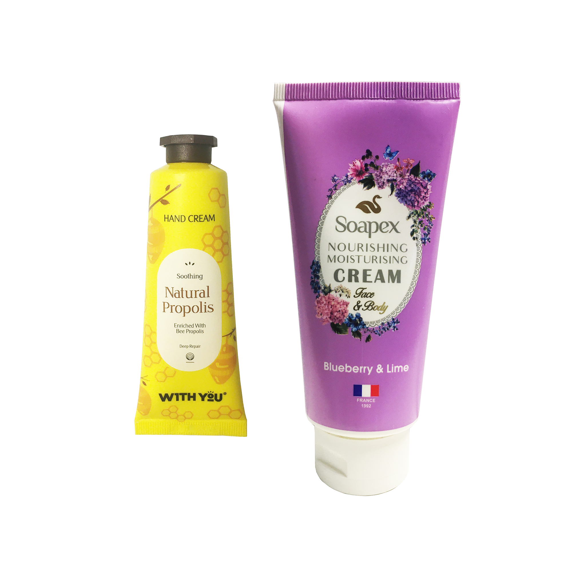 کرم آبرسان و مرطوب کننده سوپکس مدل بلوبری حجم 90 میلی لیتر به همراه کرم مرطوب کننده ویت یو مدل Natrual Propolis حجم 50 میلی لیتر 