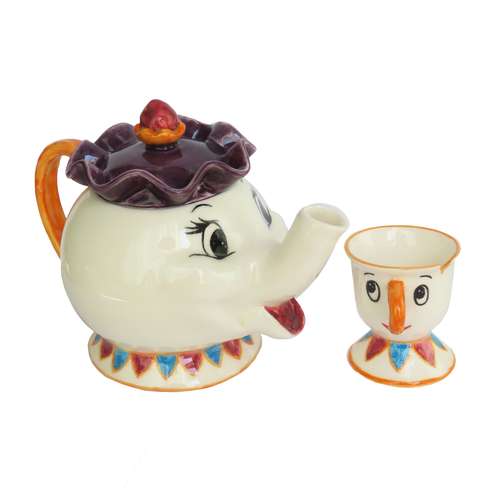 ست قوری و فنجان سرامیکی طرح دیو و دلبر مدل دستساز کد 1125