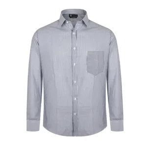 پیراهن آستین بلند مردانه ناوالس مدل راه راه PESCARA رنگ طوسی