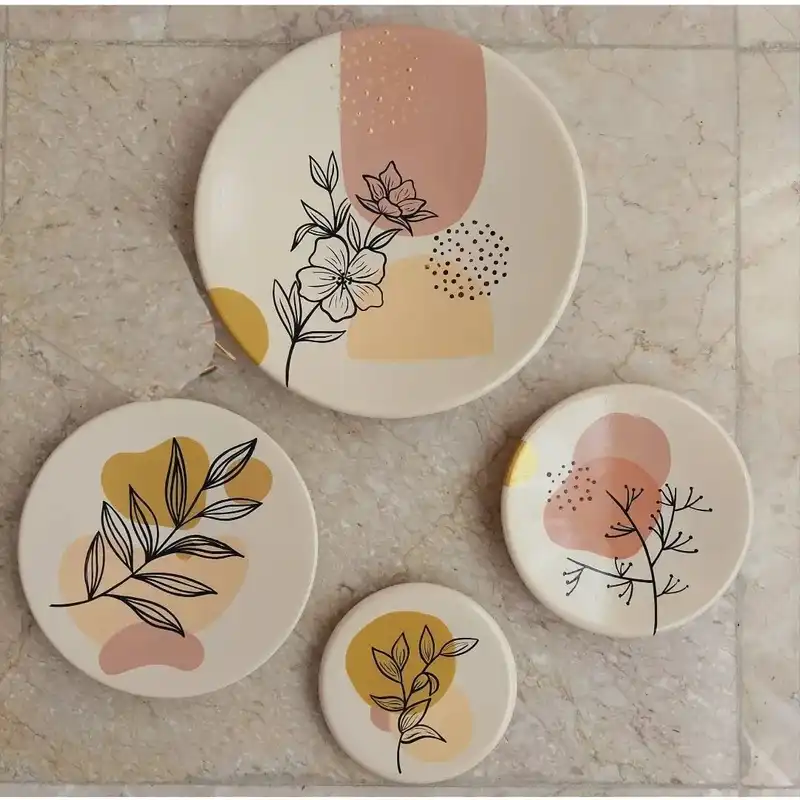 بشقاب دیوارکوب سفالی طرح مدرن کد 55 مجموعه 4 عددی